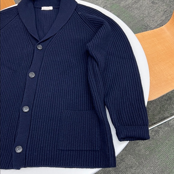 Luca Faloni 100% cashmere shawl cardigan button up sweater navy midnight blue 4X - Picture 10 of 13